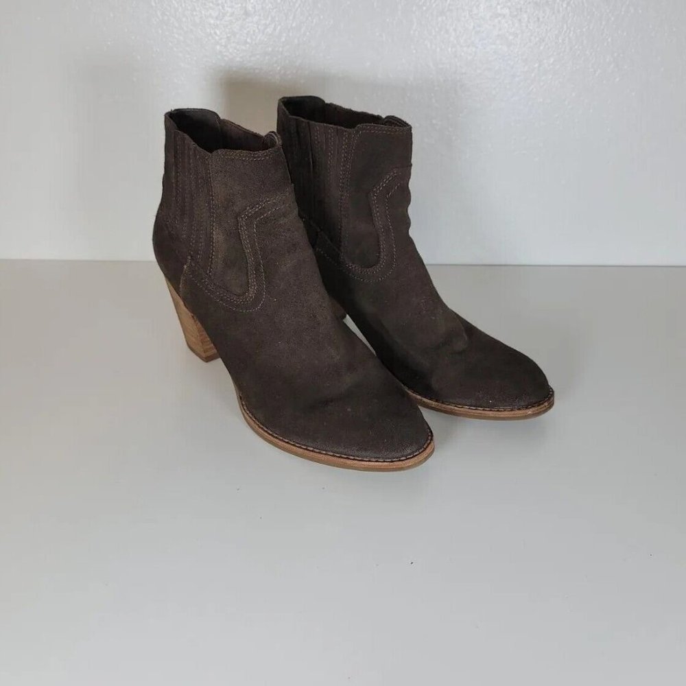 Dolce Vita Women's Leather Chunky Block Heel Riding Ankle Booties Brown Size 8.5